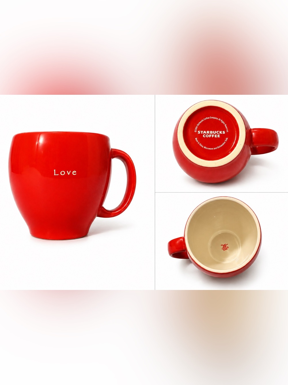 Starbucks Red “Love” Mug 2004 Valentine Coffee Cup Ceramic